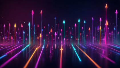 Futuristic background neon colored data arrows 3