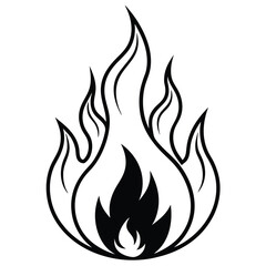 Fire icon collection, Fire flame symbol, Bonfire silhouette logotype, Flames symbols set flat style - stock vector, Silhouette vector illustration