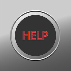 Help button on metal. Vector illustration
