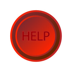 Red help button on metal. Vector illustration