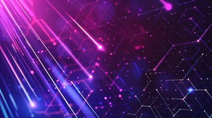 Abstract Digital Network with Neon Lines