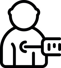 Line icon of a patient getting an injection in the arm by a doctor for vaccination