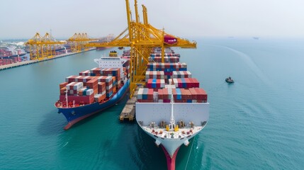 Marina with shipment coordination, detailed planning systems and cargo handling, a hub of organized maritime logistics and management