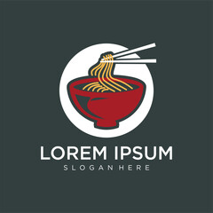 Ramen noodle logo design With illustration of  ramen