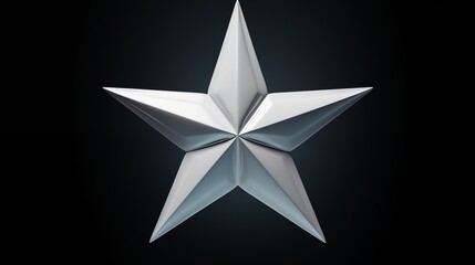 Obraz premium Shiny Silver Five-Pointed Star on Black Gradient Background - Modern Decorative Element, Elegantly Polished, Reflective Art Design