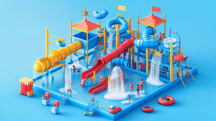 waterpark themes. 3D illustration isometric.