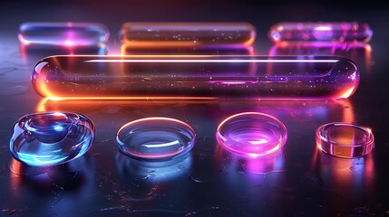 Obraz premium Transparent Hologram element set white background isolated