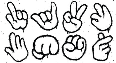 Set of graffiti spray paint hand elements Illustration