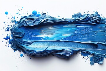 Blue Brushstroke Texture with Lipstick Smudge - Abstract Navy Paint Design for Makeup or Interior Background