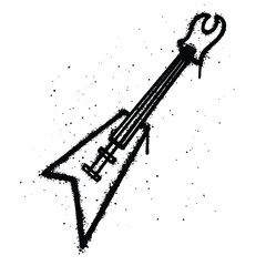 Graffiti spray guitar isolated on white background