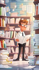 Compliance officer checking regulatory documents, stacks of files and folders, organized workspace, high detail, realistic style