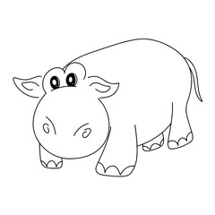 Hand drawn line continuous hippopotamus isolated on transparent background. cartoon style vector illustration.