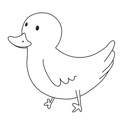 Hand drawn line continuous duck isolated on transparent background. cartoon style vector illustration.
