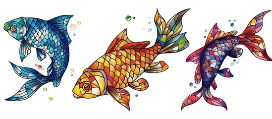 Obraz premium Stained Glass Fish Illustration