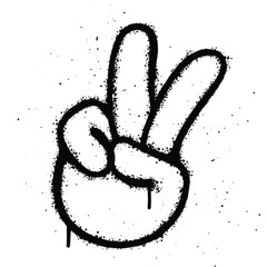 Graffiti spray peace hand isolated on white background