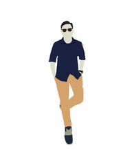 Flat vector people and illustration, man with casual outfit