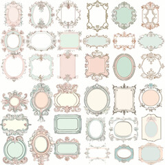 Obraz premium Vintage Ornate Frames and Borders Set, Decorative Design Elements