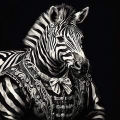 Fototapeta premium the ai generated image, zebra wearing clothes with black and white stripes