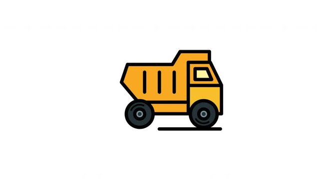 Animated Dump Truck Icon inFilled Line Style with Alpha Channel. Perfect for Project and Presentations