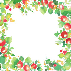 Fototapeta premium Watercolor Apple and Leaf Frame, White Background