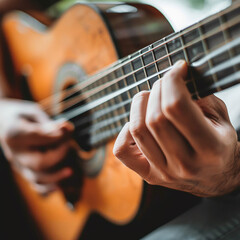 Obraz premium Close-up of a Guitar Being Played