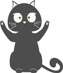 Black cat sitting cartoon illustration
