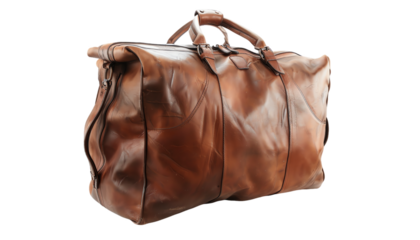 Brown Leather Overnight Bag.