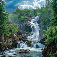 Dramatic waterfalls and cascading rivers