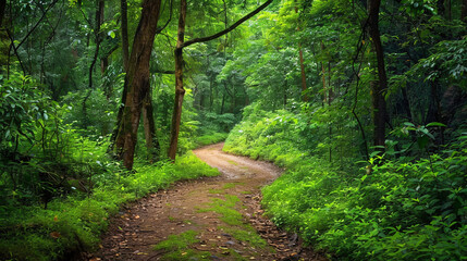 Fototapeta premium Enchanting Forest Trails with Lush Greenery