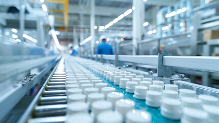Obraz premium Editorialized Title: Quality Control of Ceramic Tiles on Conveyor.ceramic