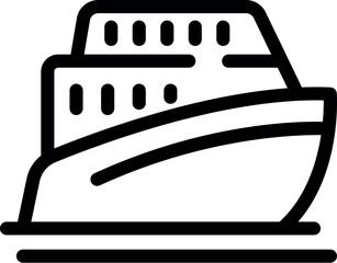 Line art icon of a large passenger ship sailing on the ocean