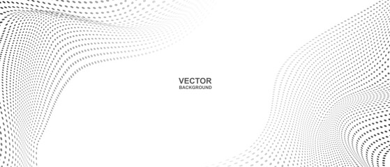 Abstract. Digital wavy doted white background. Technology concept. vector.