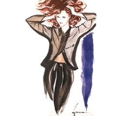 Fashion girl hand down color 