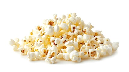 Popcorn Pile Photo:  Delicious Snack, Movie Night, White Background
