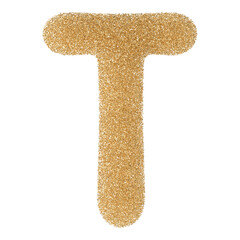 Gold Glitter Font Letter T uppercase