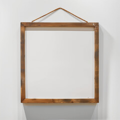 empty white wooden photo frame hanging on white wall, Ai generated Images