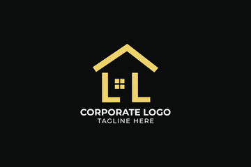 initial letter LL home vector for construction, home, real estate, building, property Minimal trendy professional logo design