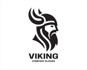 Viking Head Logo Design Icon Symbol Vector Template. Viking Silhouette.
