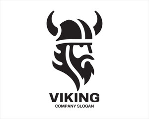Obraz premium Viking Head Logo Design Icon Symbol Vector Template. Viking Silhouette.