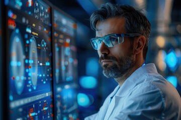 Fototapeta premium Explorers using AI for predictive analysis, exploration prediction, artificial intelligence in exploration