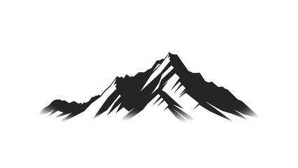 Black mountain peak simple flat style with transparent background