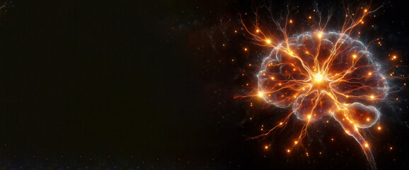 human brain neuron nerve cell on fire