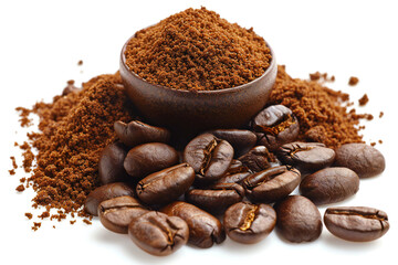 Fresh Coffee Beans and Ground Coffee: Rich and Aromatic Morning Beverage Essentials