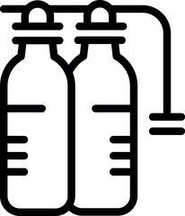 Line icon of two oxygen tanks connected together, representing scuba diving equipment