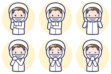 男性衛生服のポーズセット_04