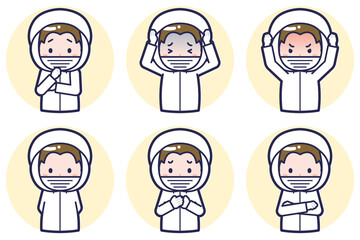 男性衛生服のポーズセット_05