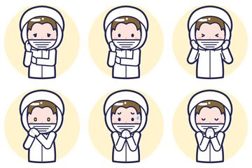 男性衛生服のポーズセット_04