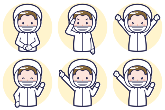 男性衛生服のポーズセット_01