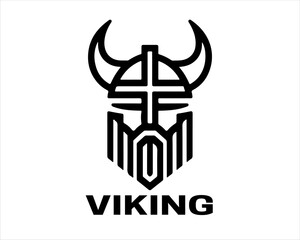 Viking Logo Design Vector Template. Lines Viking Logo Design Icon Symbol Vector Illustration.