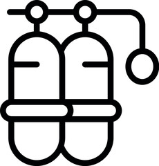 Simple black and white icon of a scuba oxygen tank, essential for diving and exploring the underwater world